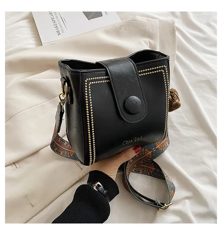 Black Women's Crossbody Shoulder Bag with Studded Design — feature 21