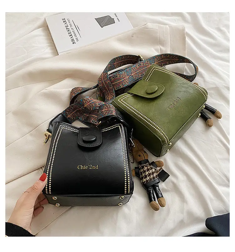 Black Women's Crossbody Shoulder Bag with Studded Design — feature 24