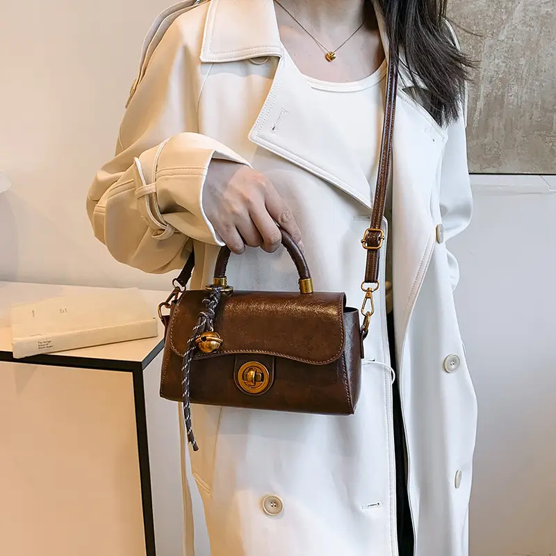 Black Satchel Bag for Women 2025 Retro Style - Image 7
