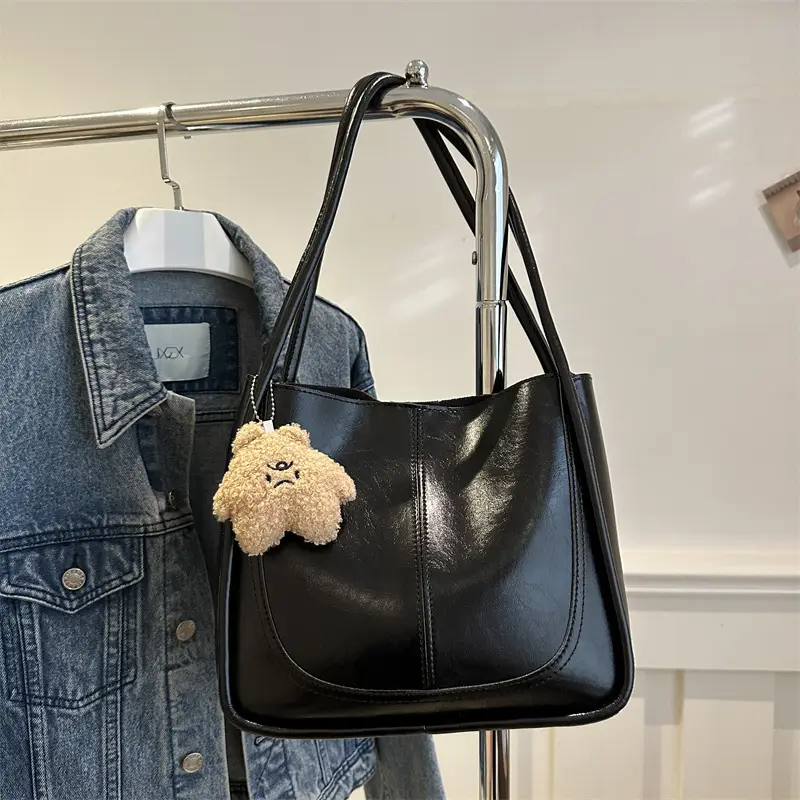 2025 Winter Textured Shoulder Tote Bag with Flower Decor - Image 6