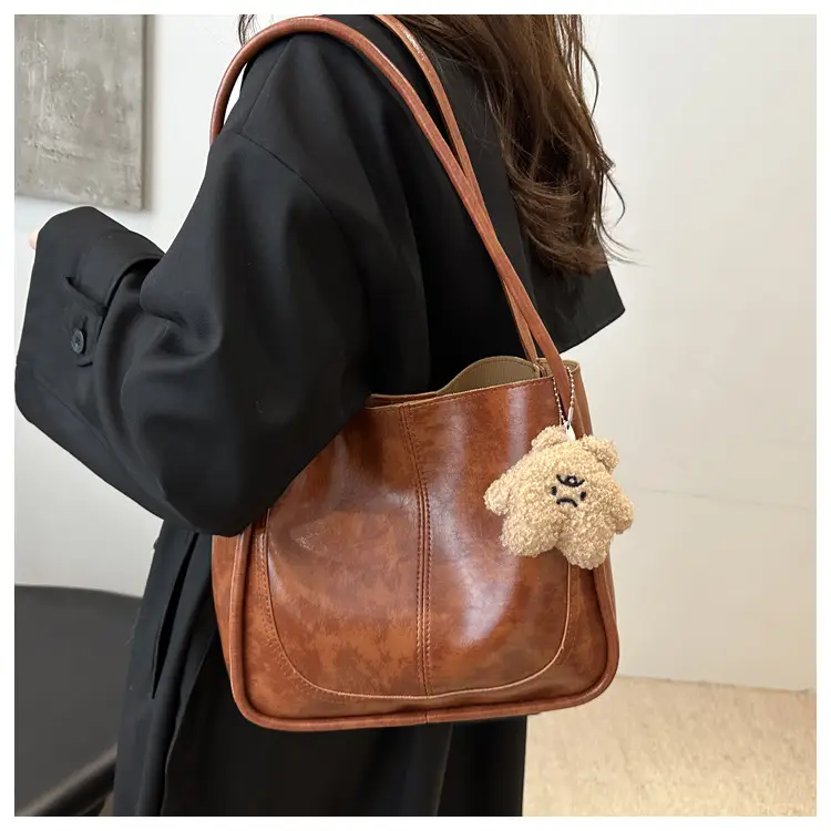 2025 Winter Textured Shoulder Tote Bag with Flower Decor — feature 10