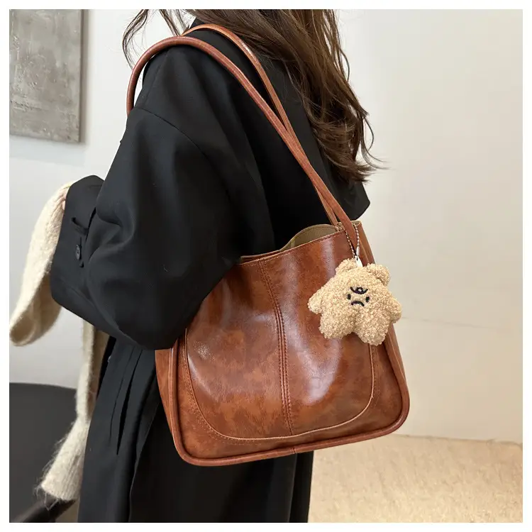 2025 Winter Textured Shoulder Tote Bag with Flower Decor — feature 11
