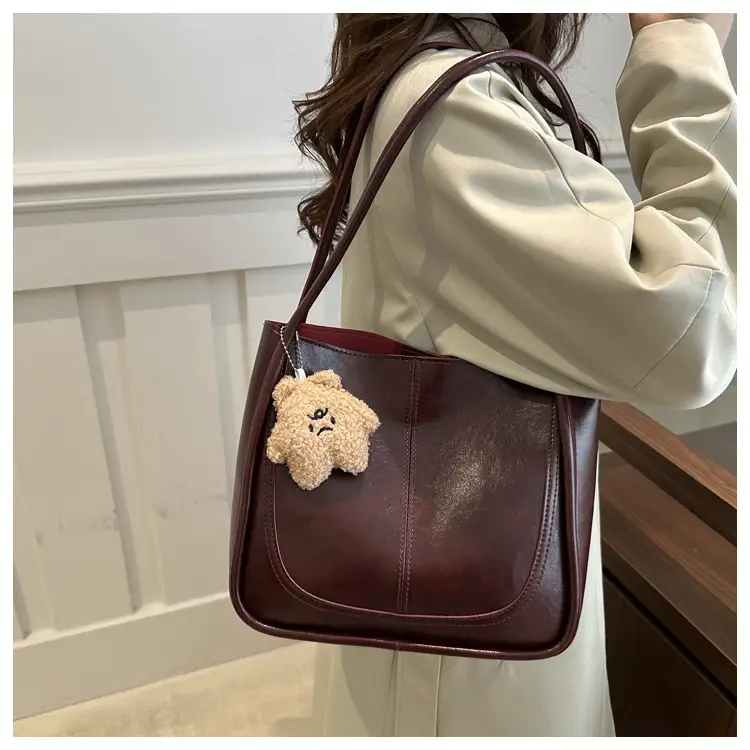 2025 Winter Textured Shoulder Tote Bag with Flower Decor — feature 16