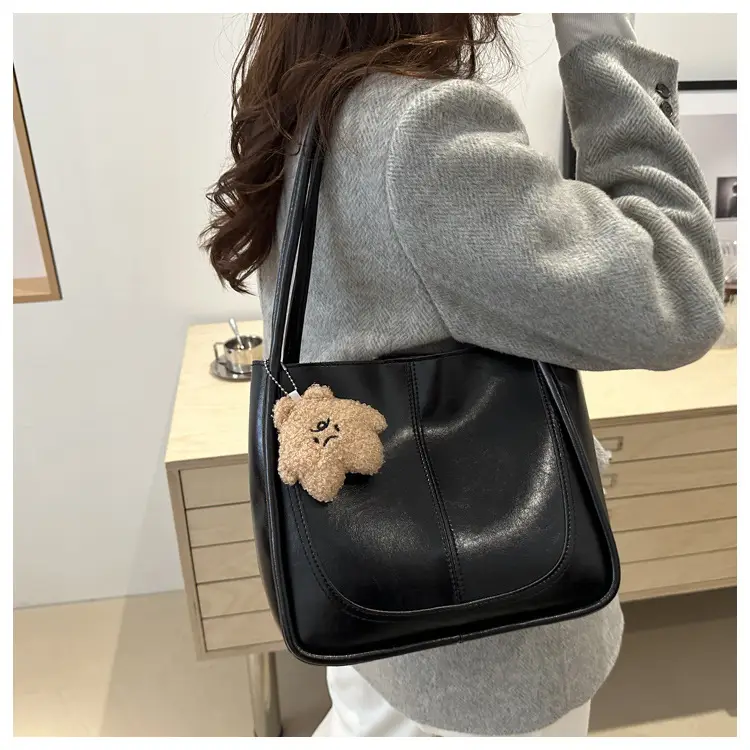 2025 Winter Textured Shoulder Tote Bag with Flower Decor — feature 19
