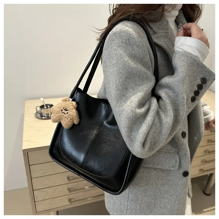 2025 Winter Textured Shoulder Tote Bag with Flower Decor — feature 20