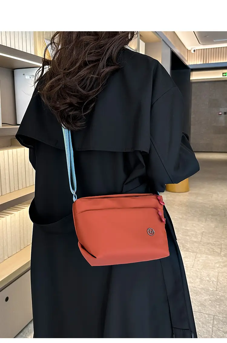 Women's Beige Nylon Shoulder Bag with Striped Strap — feature 16