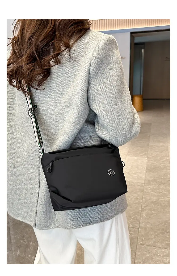 Women's Beige Nylon Shoulder Bag with Striped Strap — feature 27