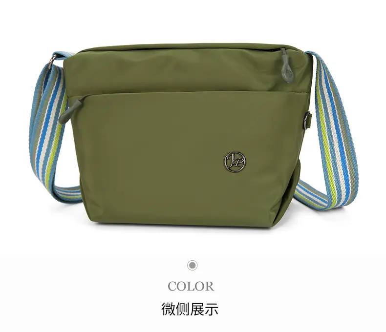 Women's Beige Nylon Shoulder Bag with Striped Strap — feature 42