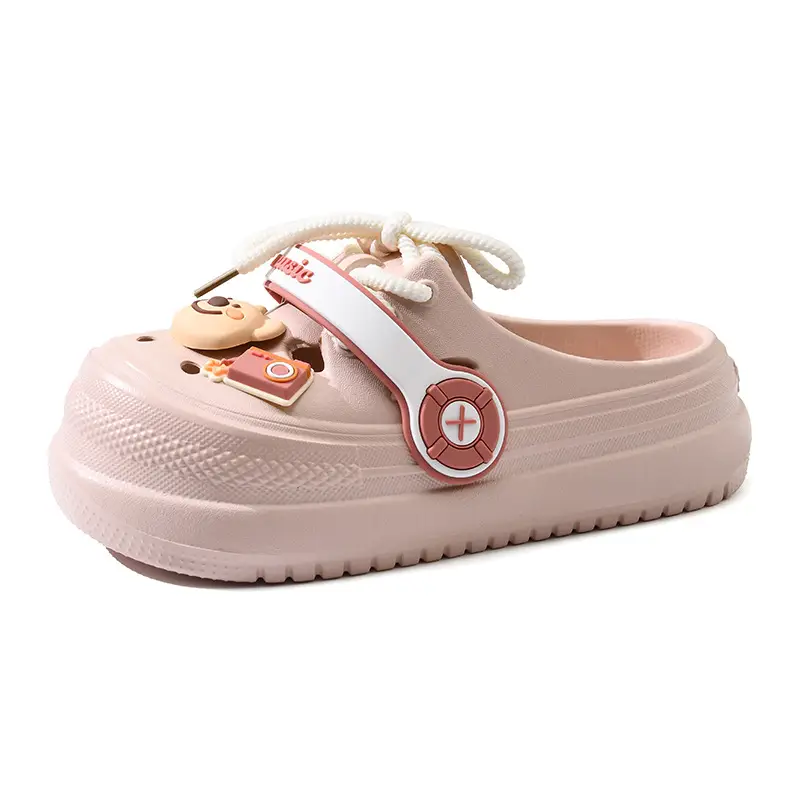Hole Shoes Women's Summer Non-slip Height-increasing Thick Slippers for Outer Wear Beach Cute Bear Deodorant EVA Dung-feeling Sandals - Image 9