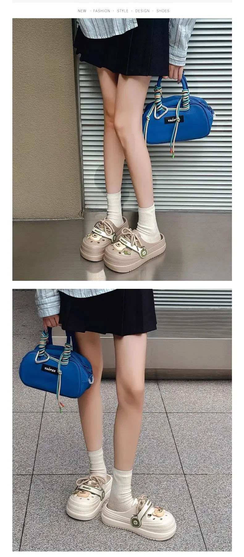Hole Shoes Women's Summer Non-slip Height-increasing Thick Slippers for Outer Wear Beach Cute Bear Deodorant EVA Dung-feeling Sandals — feature 15