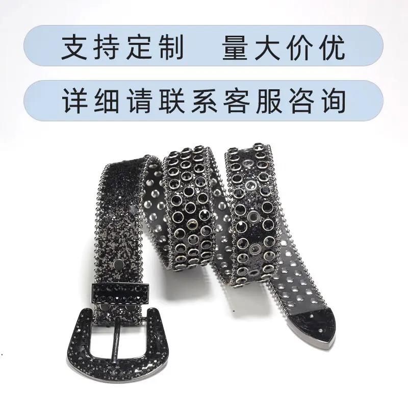 Black Diamond Rhinestone Belt for Men Women - Image 4