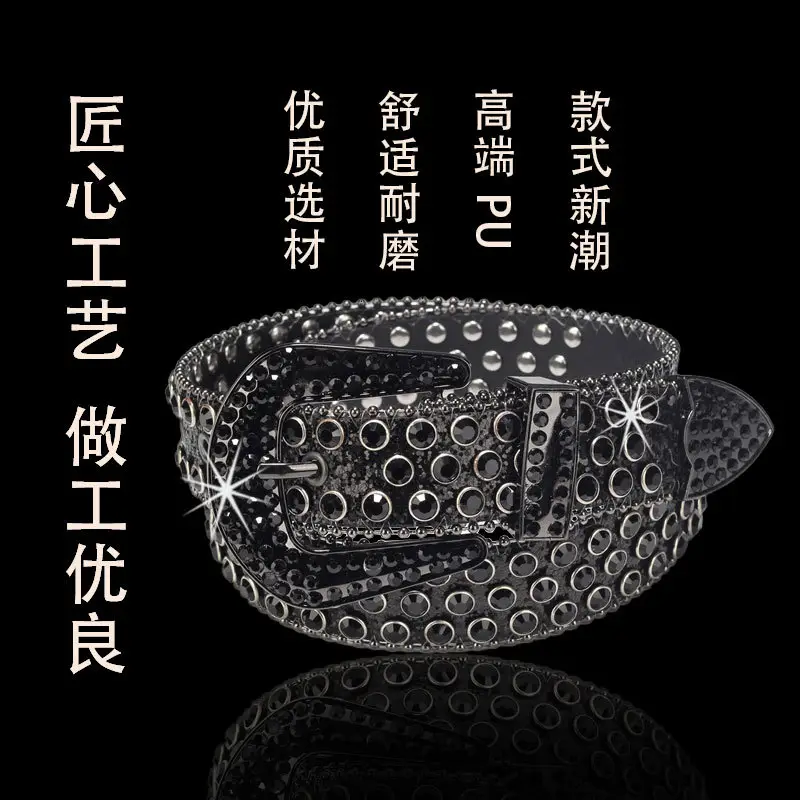 Black Diamond Rhinestone Belt for Men Women - Image 5