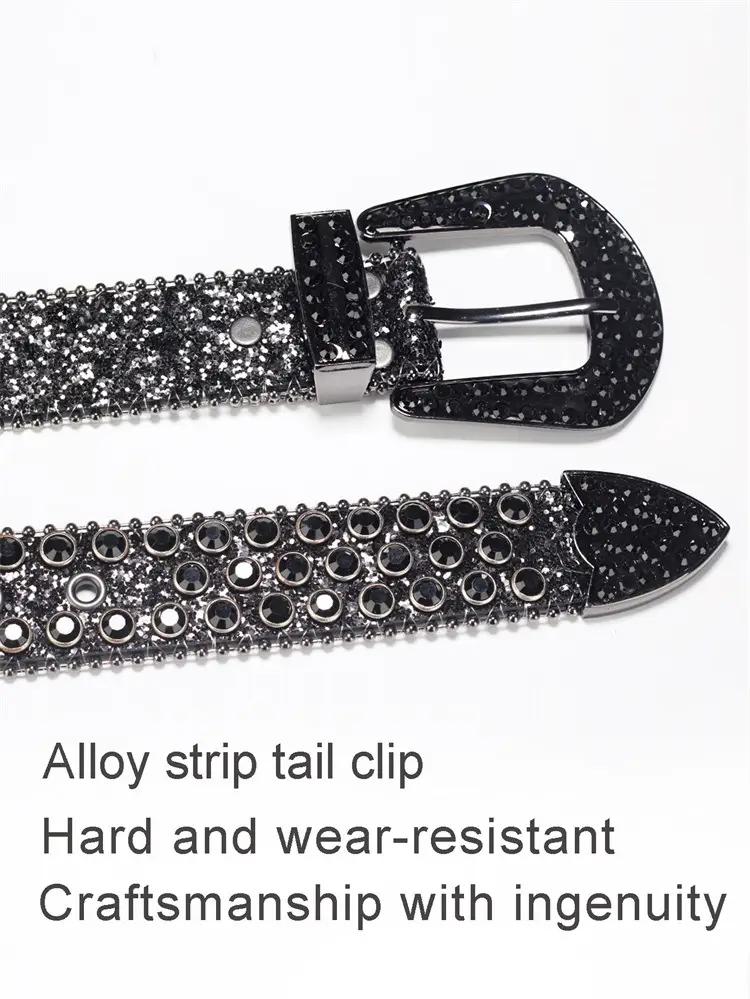 Black Diamond Rhinestone Belt for Men Women — feature 17