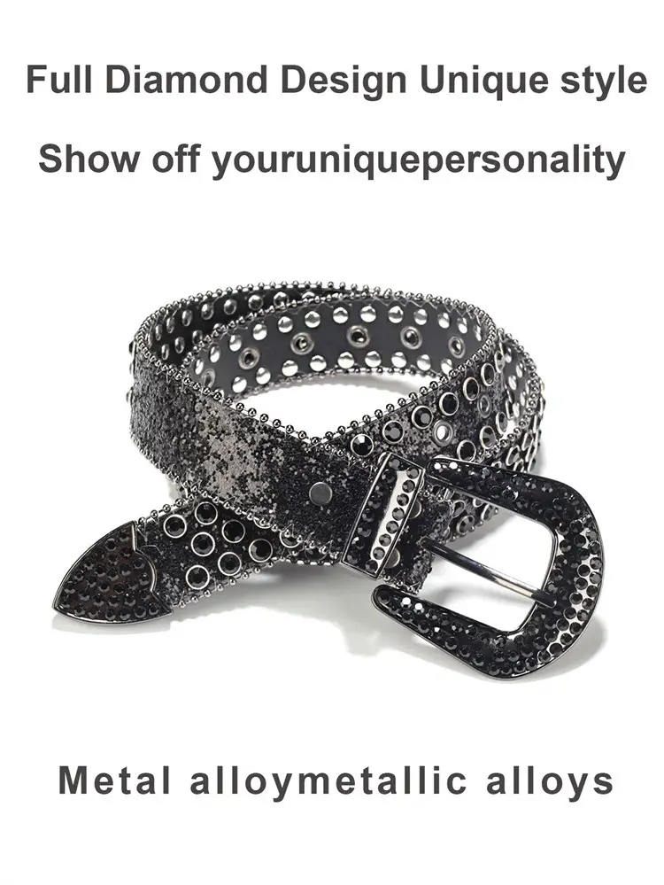 Black Diamond Rhinestone Belt for Men Women — feature 18