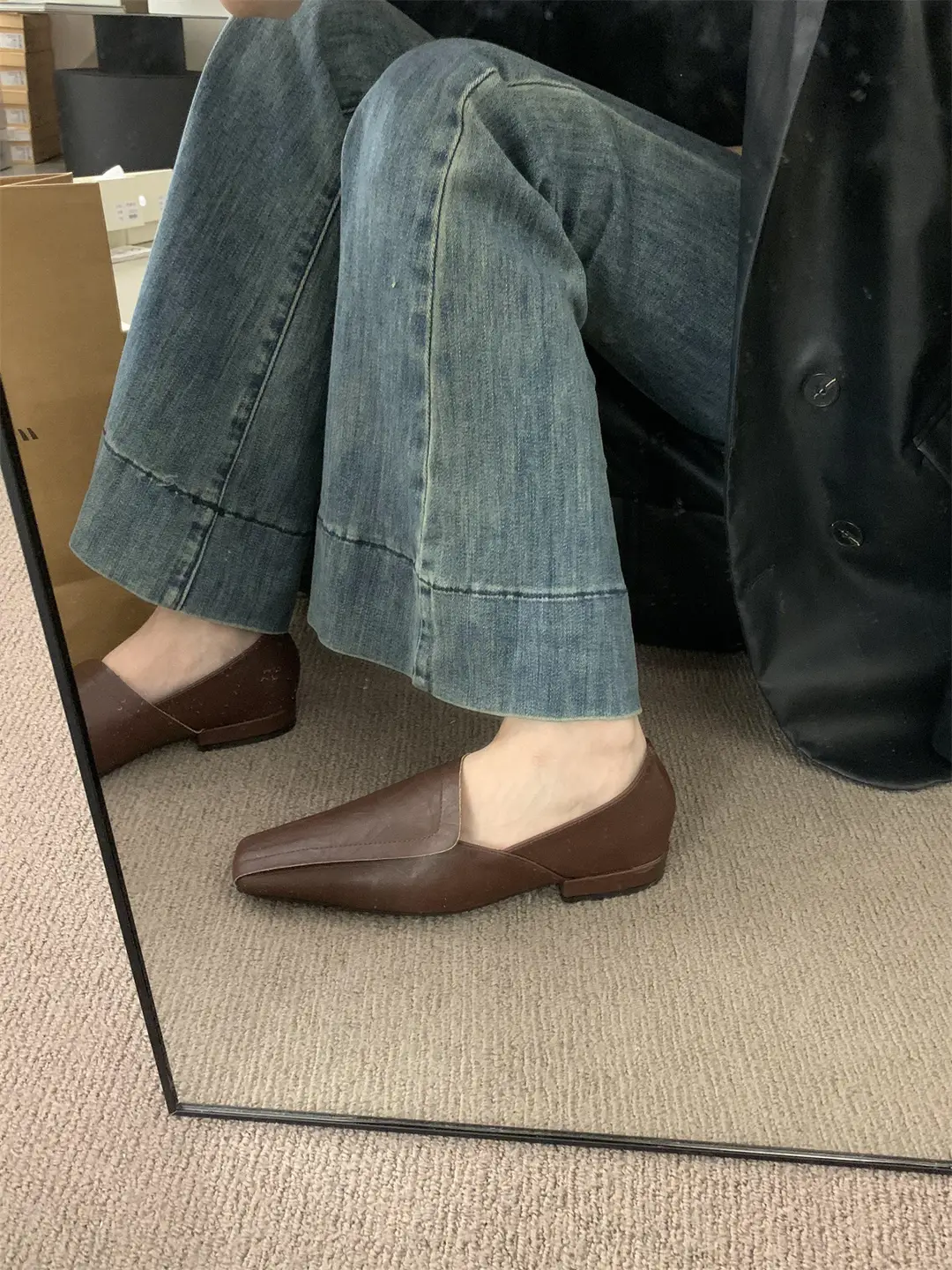 Vintage Suede Square Toe Deep Mouth Flat Shoes 2024 Spring and Autumn New Simple All-match Loafers Commuter Shoes — feature 11