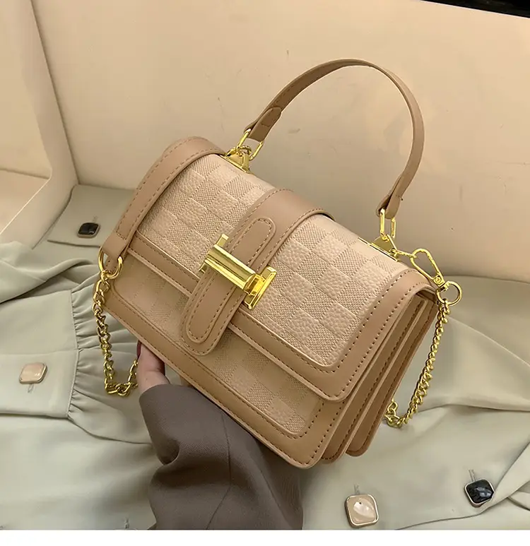 2023 Women's Crossbody Shoulder Bag Beige White Gold Clasp - Image 2