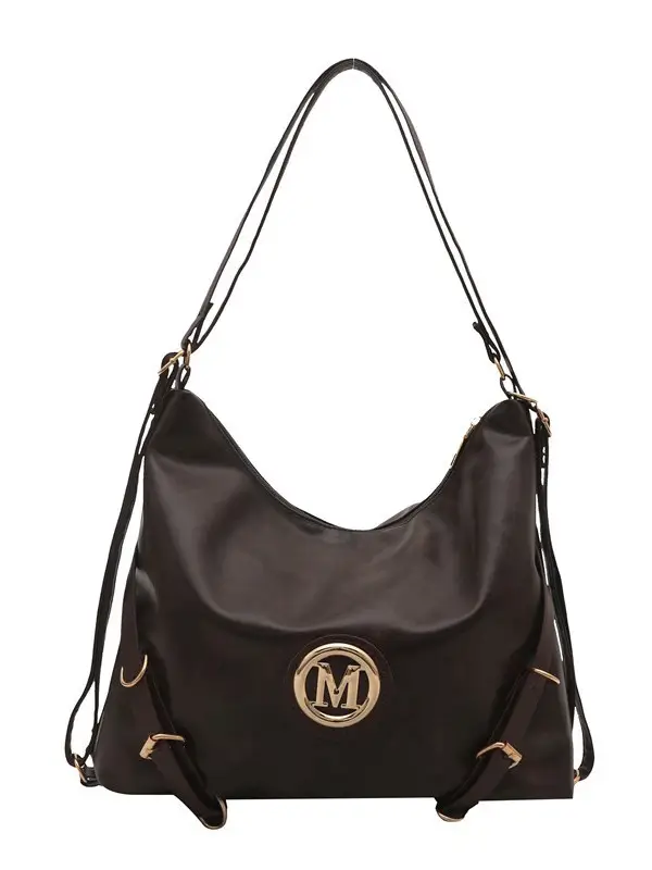Women's Brown Leather Tote Bag with Logo - Image 8