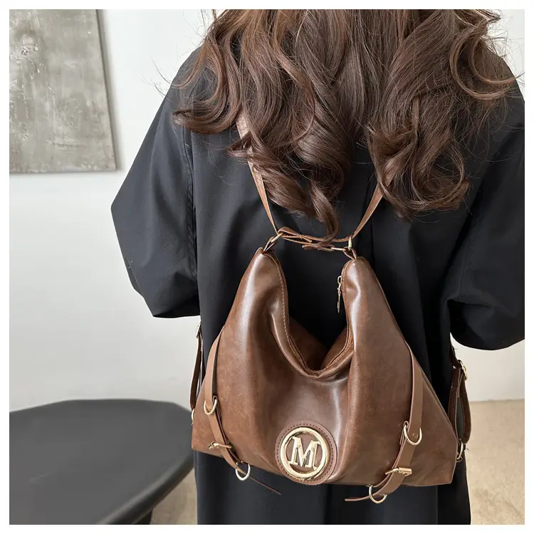 Women's Brown Leather Tote Bag with Logo — feature 14