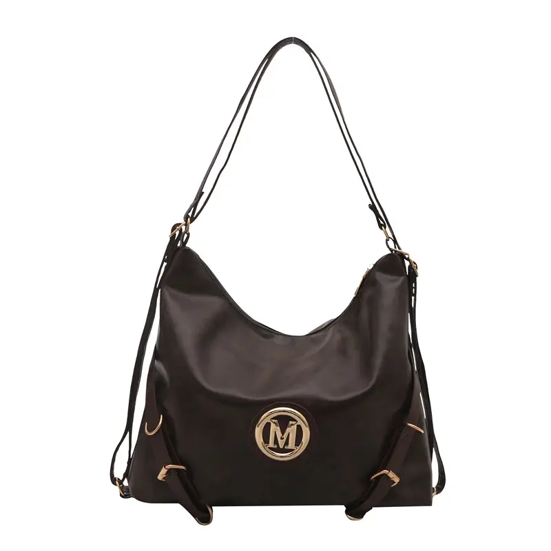 Women's Brown Leather Tote Bag with Logo - Image 2