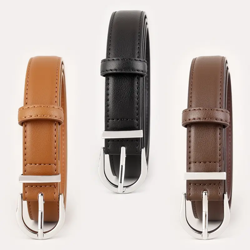 Women's Black Pin Buckle Genuine Leather Belt - Image 5