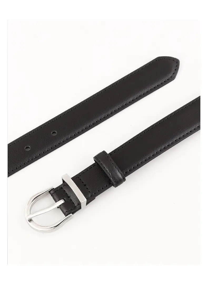 Women's Black Pin Buckle Genuine Leather Belt — feature 13