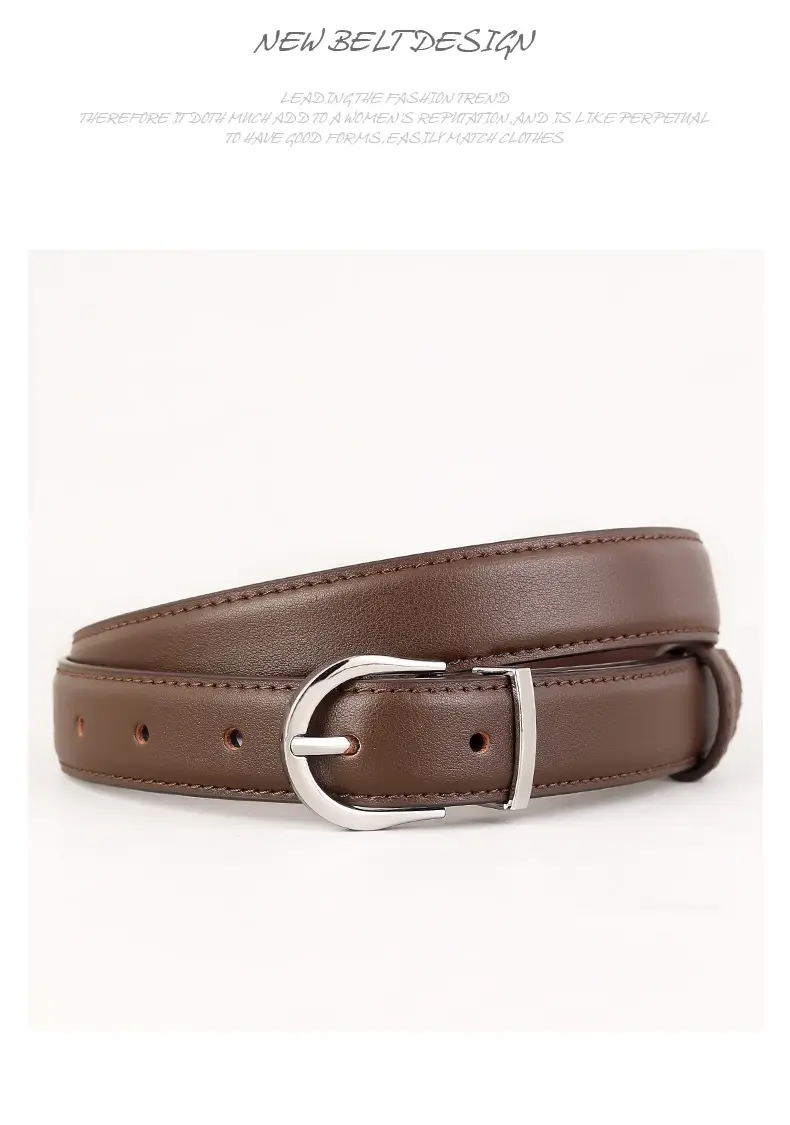 Women's Black Pin Buckle Genuine Leather Belt — feature 21