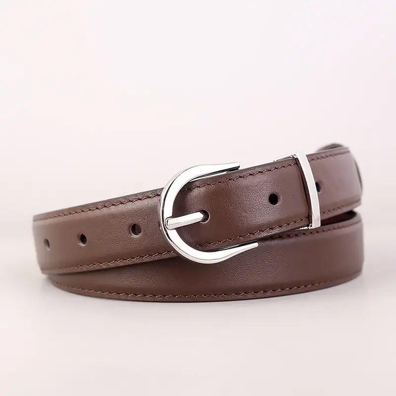 Women's Black Pin Buckle Genuine Leather Belt - Image 2