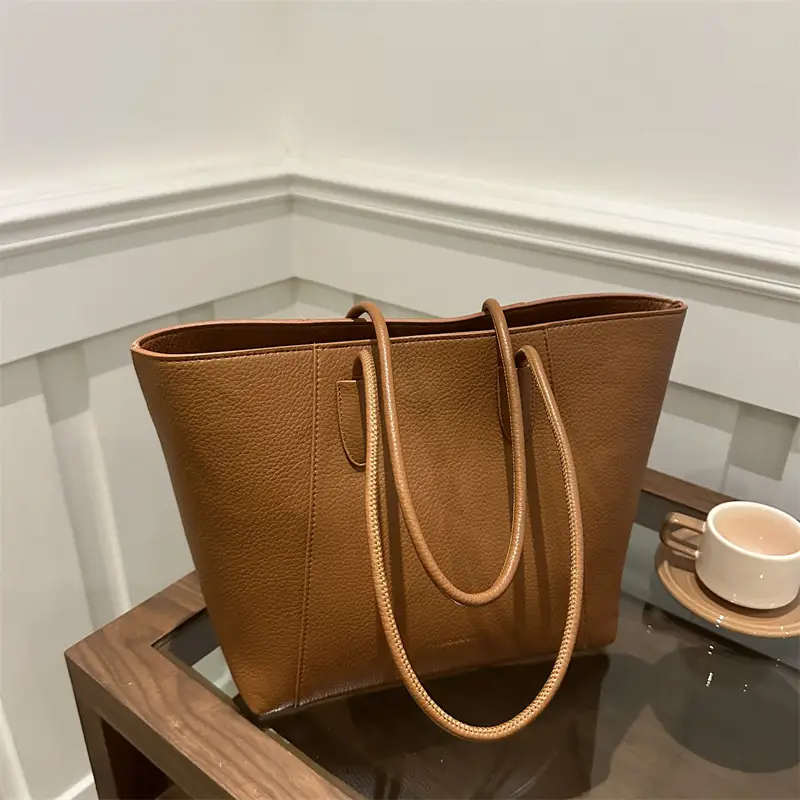 Women's Large Capacity Shoulder Bag Brown Leather β feature 15