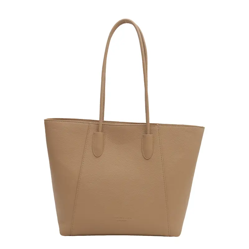Women's Large Capacity Shoulder Bag Brown Leather - Image 2
