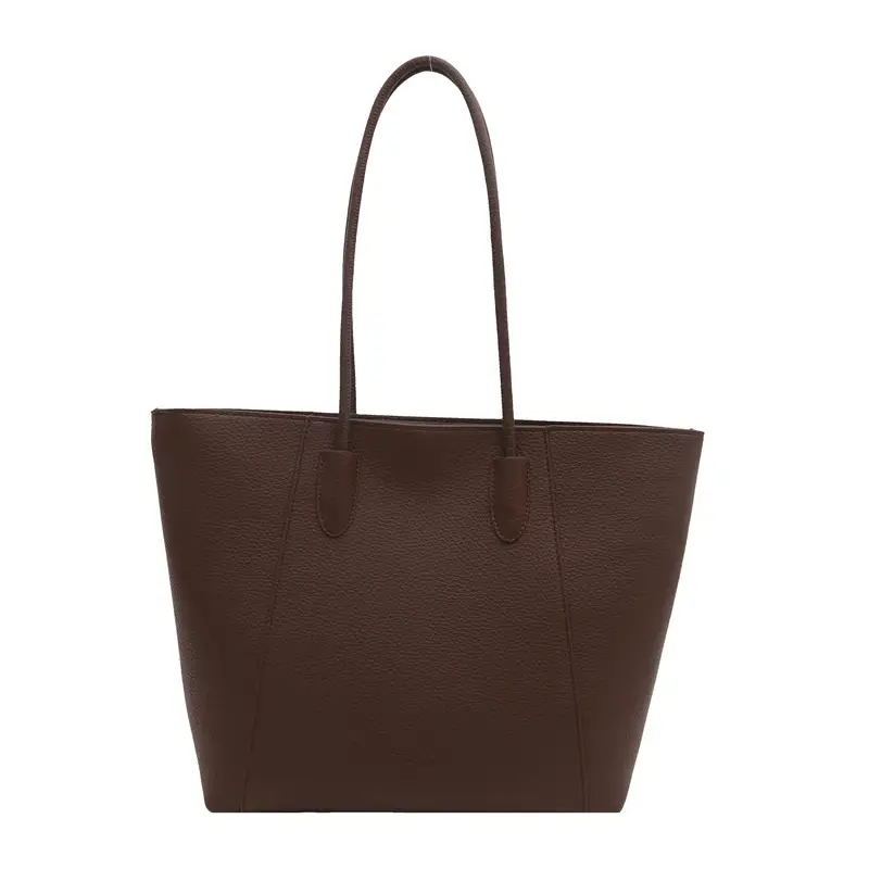 Women's Large Capacity Shoulder Bag Brown Leather - Image 4