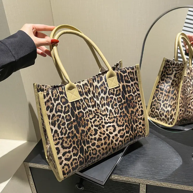 Vintage Leopard Print Women's Shoulder Bag Large Capacity - Image 6