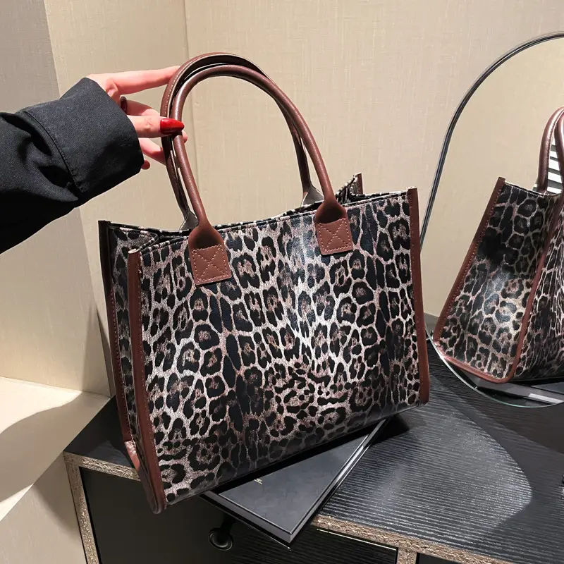 Vintage Leopard Print Women's Shoulder Bag Large Capacity - Image 7