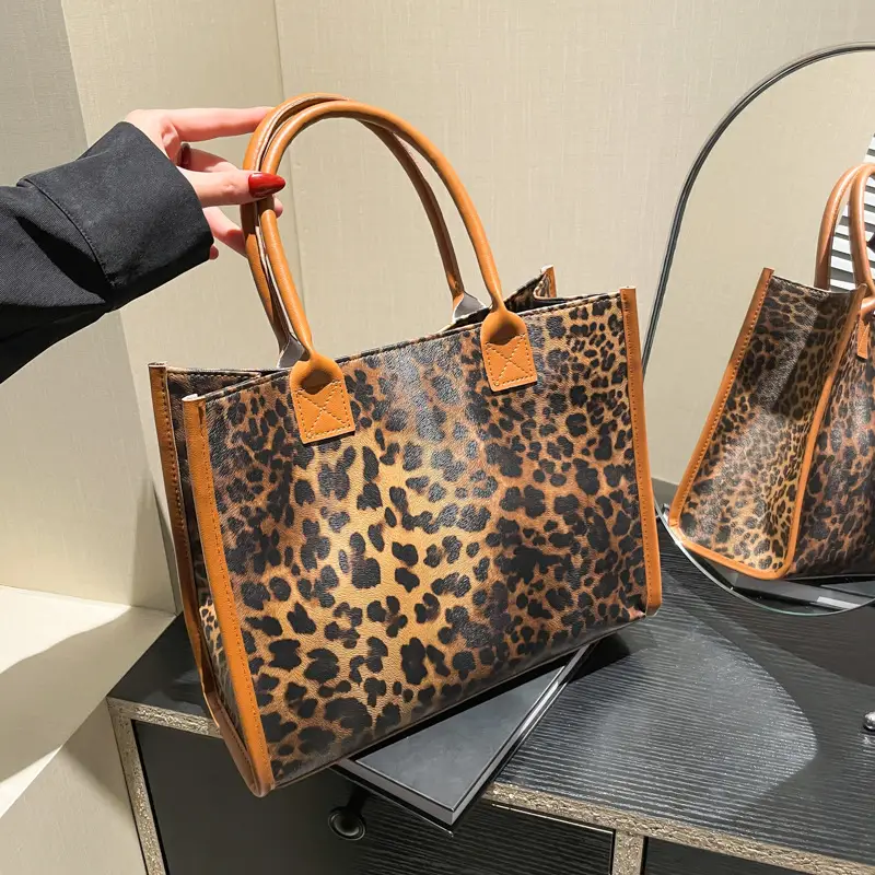 Vintage Leopard Print Women's Shoulder Bag Large Capacity - Image 8