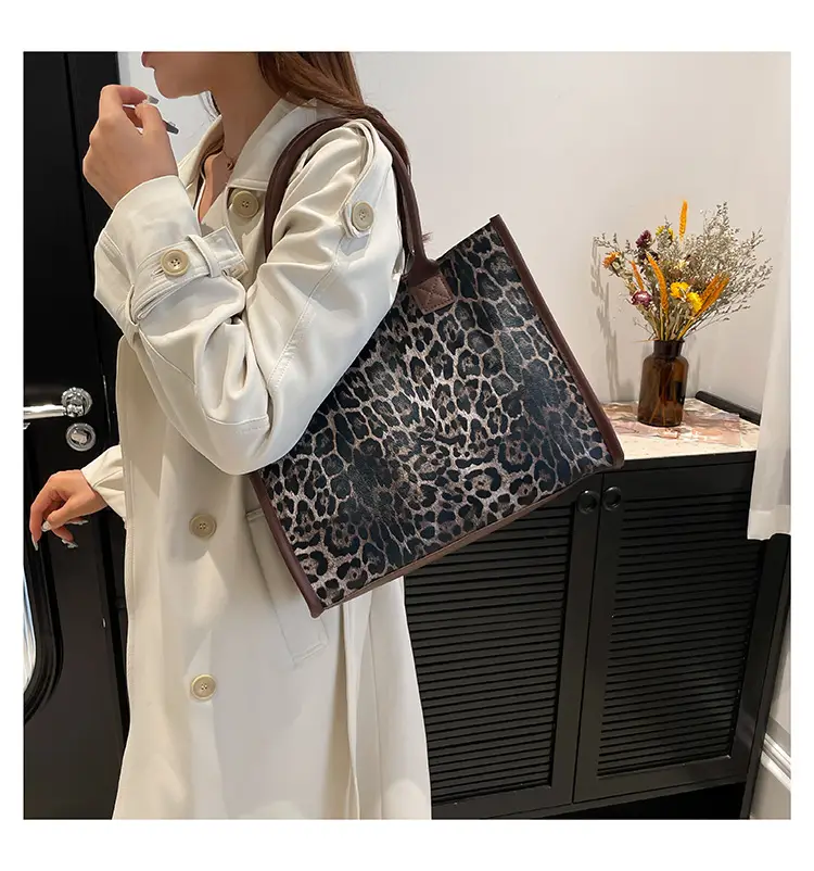 Vintage Leopard Print Women's Shoulder Bag Large Capacity — feature 10