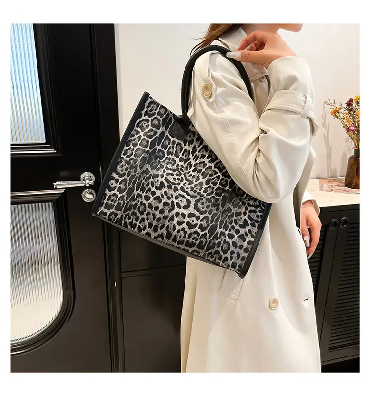 Vintage Leopard Print Women's Shoulder Bag Large Capacity — feature 12