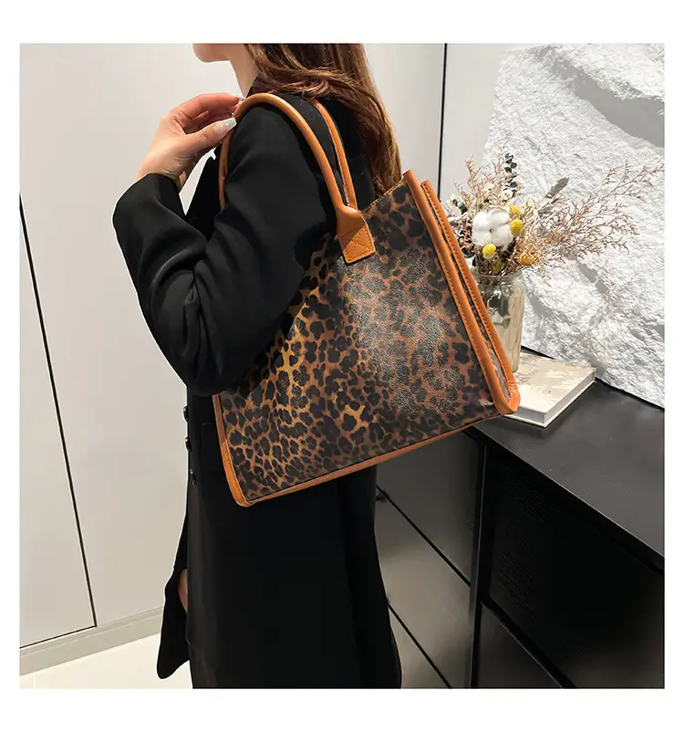 Vintage Leopard Print Women's Shoulder Bag Large Capacity — feature 15