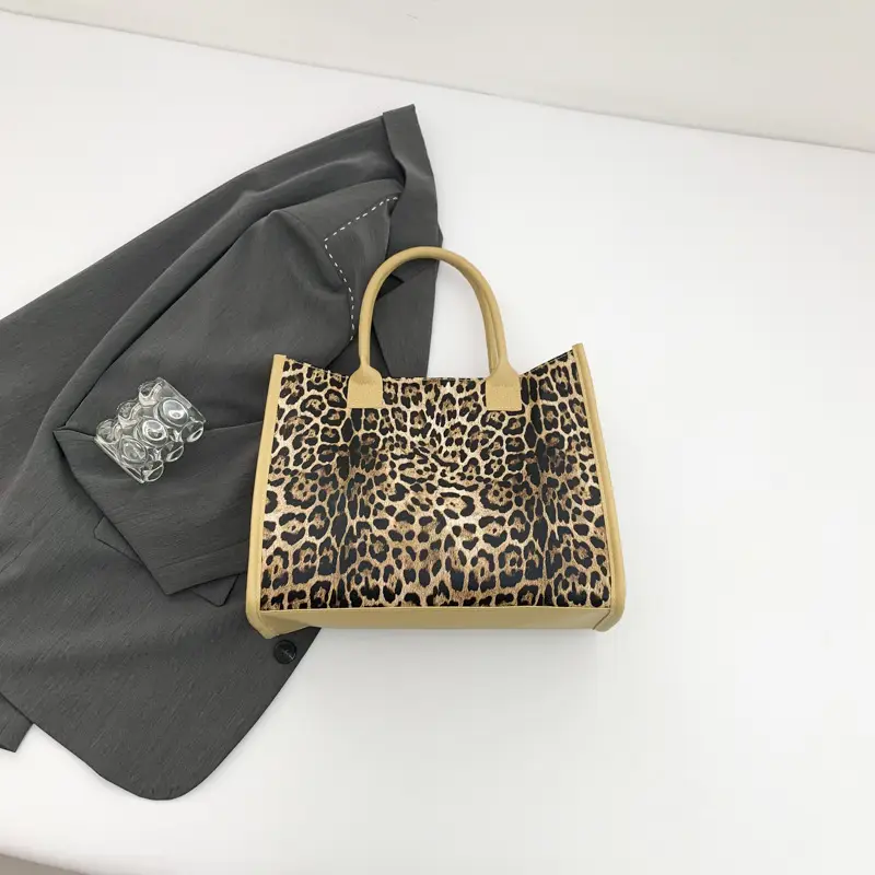 Vintage Leopard Print Women's Shoulder Bag Large Capacity - Image 2