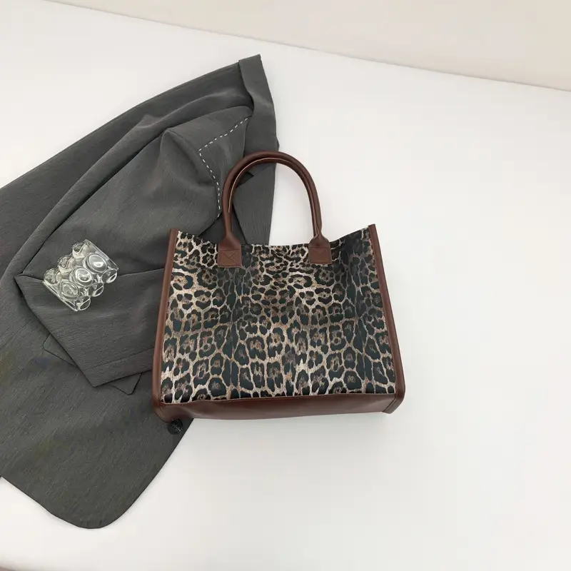 Vintage Leopard Print Women's Shoulder Bag Large Capacity - Image 3