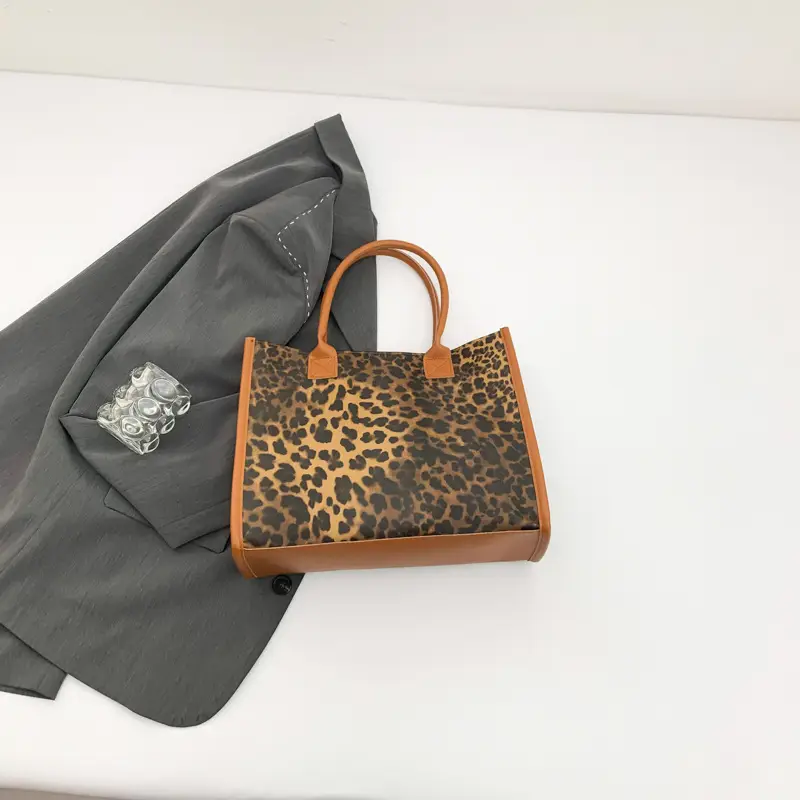 Vintage Leopard Print Women's Shoulder Bag Large Capacity - Image 4