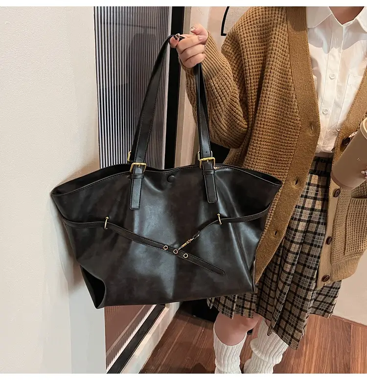 2025 College Student Retro Leather Commuter Tote Bag Large Capacity — feature 35