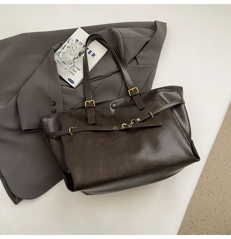 2025 College Student Retro Leather Commuter Tote Bag Large Capacity — feature 48