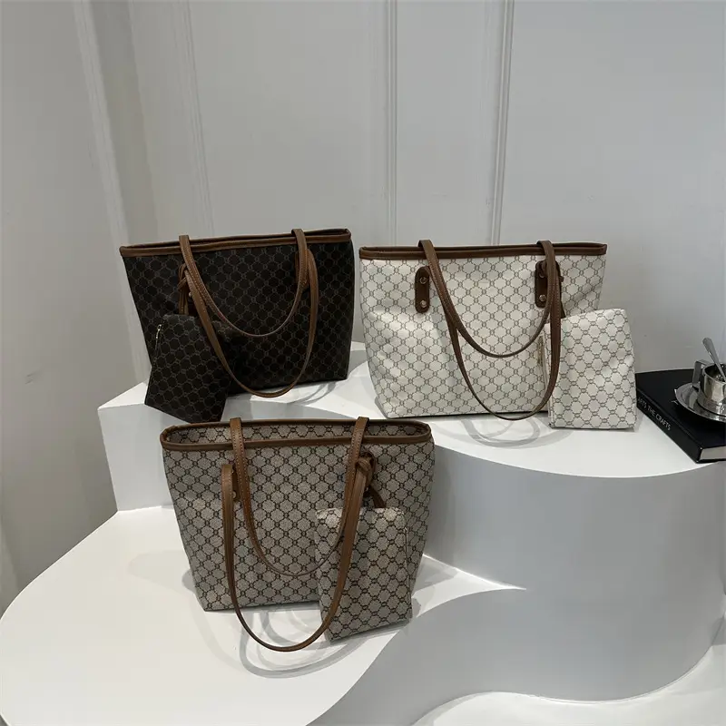 Women's 2-Piece Brown Monogram Tote Bag Set - Image 7