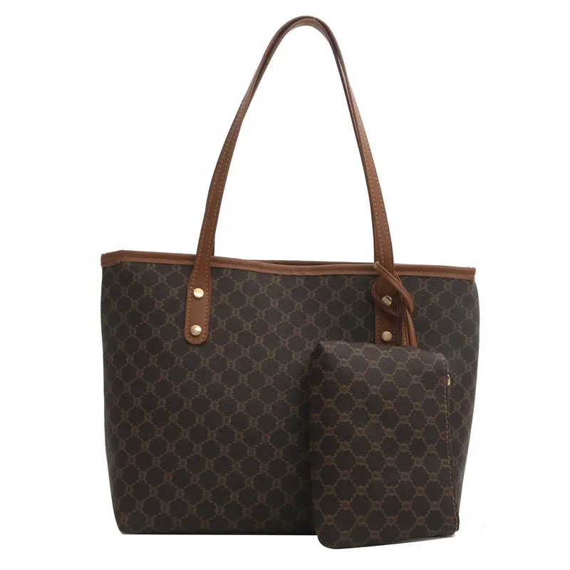 Women's 2-Piece Brown Monogram Tote Bag Set - Image 8