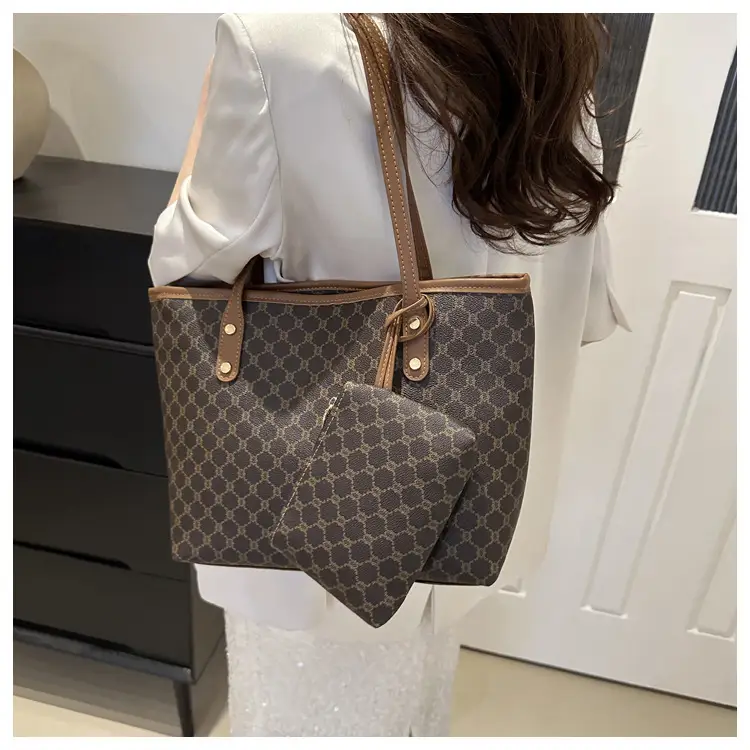 Women's 2-Piece Brown Monogram Tote Bag Set — feature 18