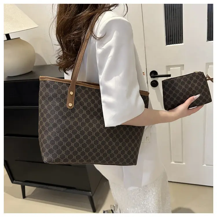 Women's 2-Piece Brown Monogram Tote Bag Set — feature 19