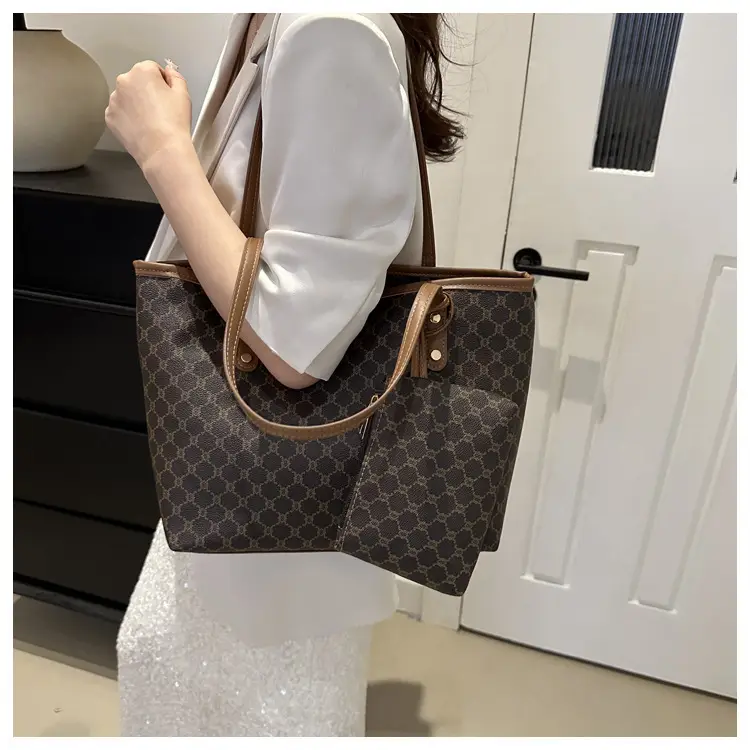 Women's 2-Piece Brown Monogram Tote Bag Set — feature 20