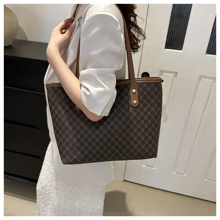 Women's 2-Piece Brown Monogram Tote Bag Set — feature 22