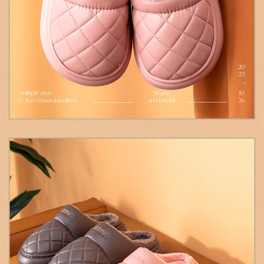 Jialiya Waterproof Cotton Slippers for Men Autumn and Winter 2025 New Velvet Thickeneded Indoor Home Non-Slip Leather Cotton Slippers for Women — feature 18