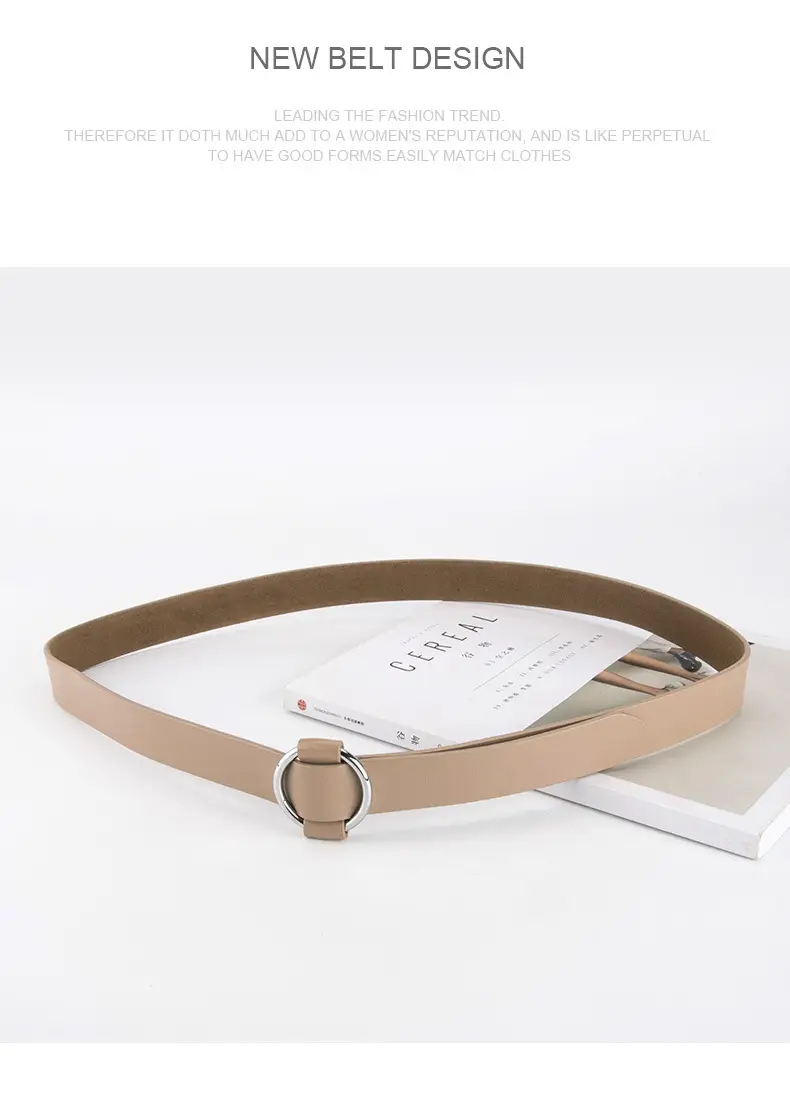 Women's Korean Belt Black Genuine Leather Round Buckle — feature 13