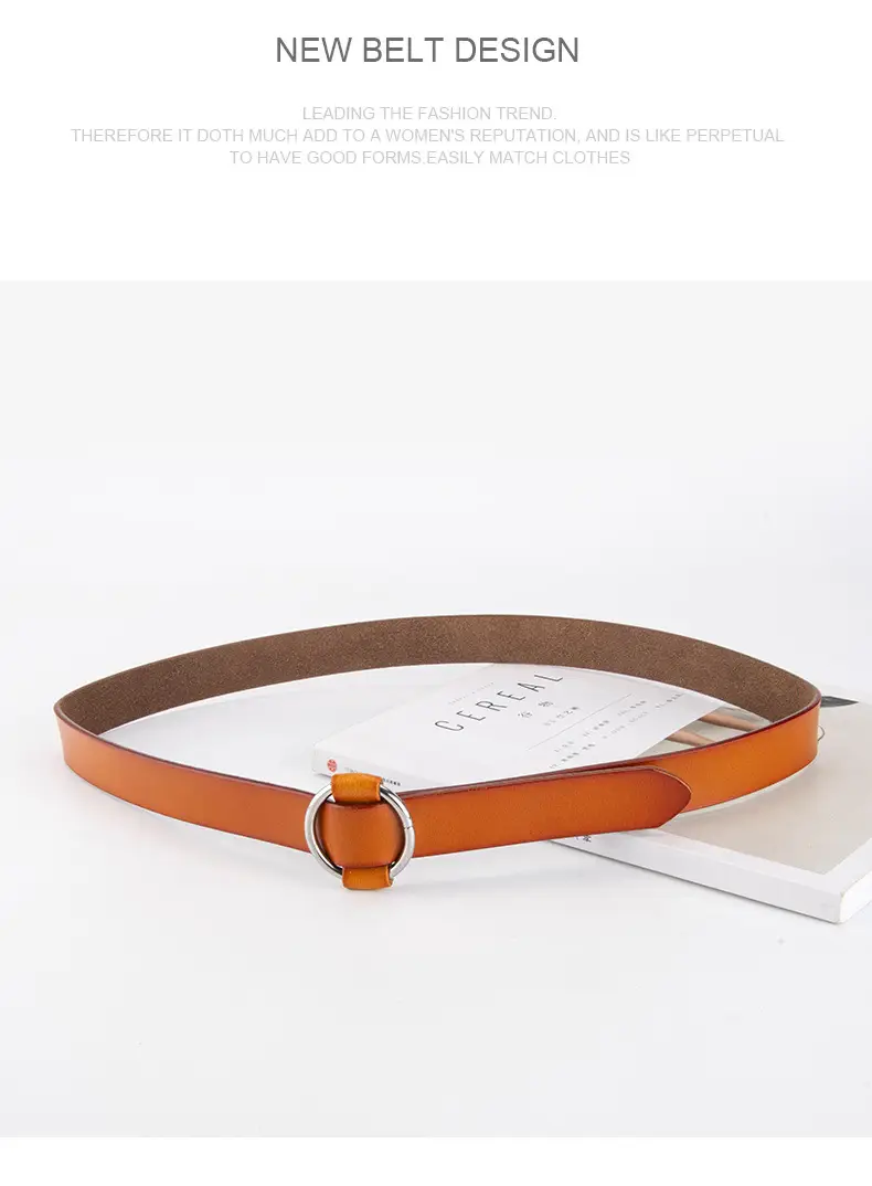 Women's Korean Belt Black Genuine Leather Round Buckle — feature 14